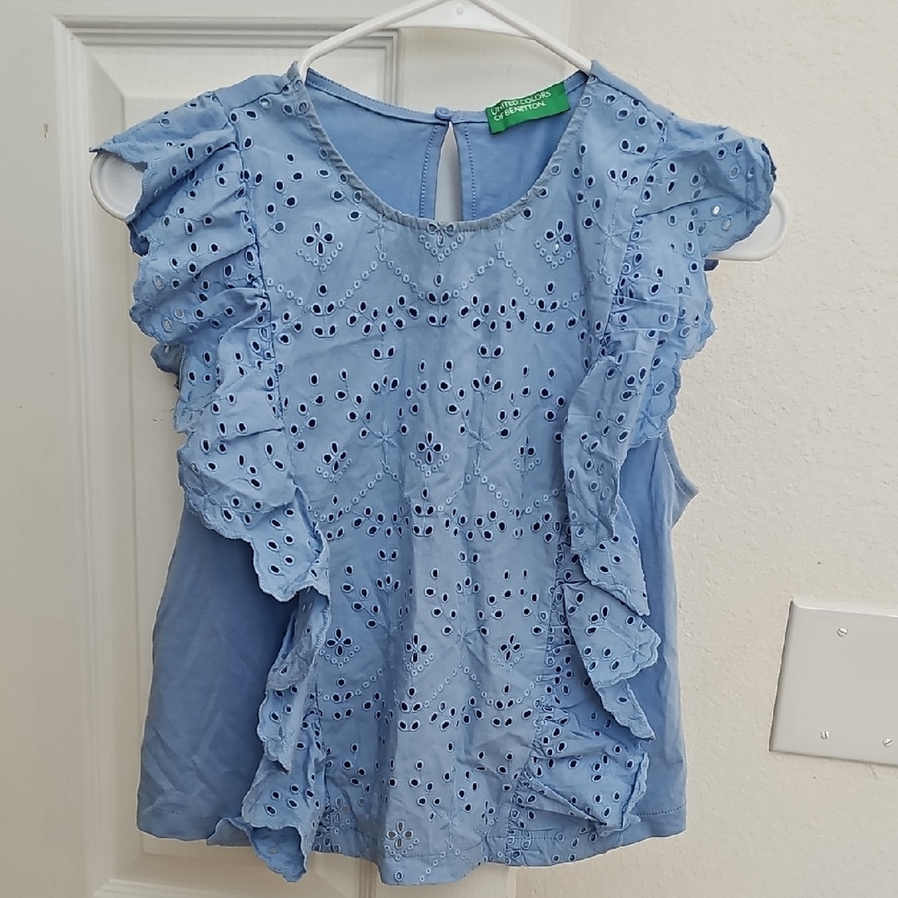 United Colors Of Benetton Light Blue Eyelet Blouse
